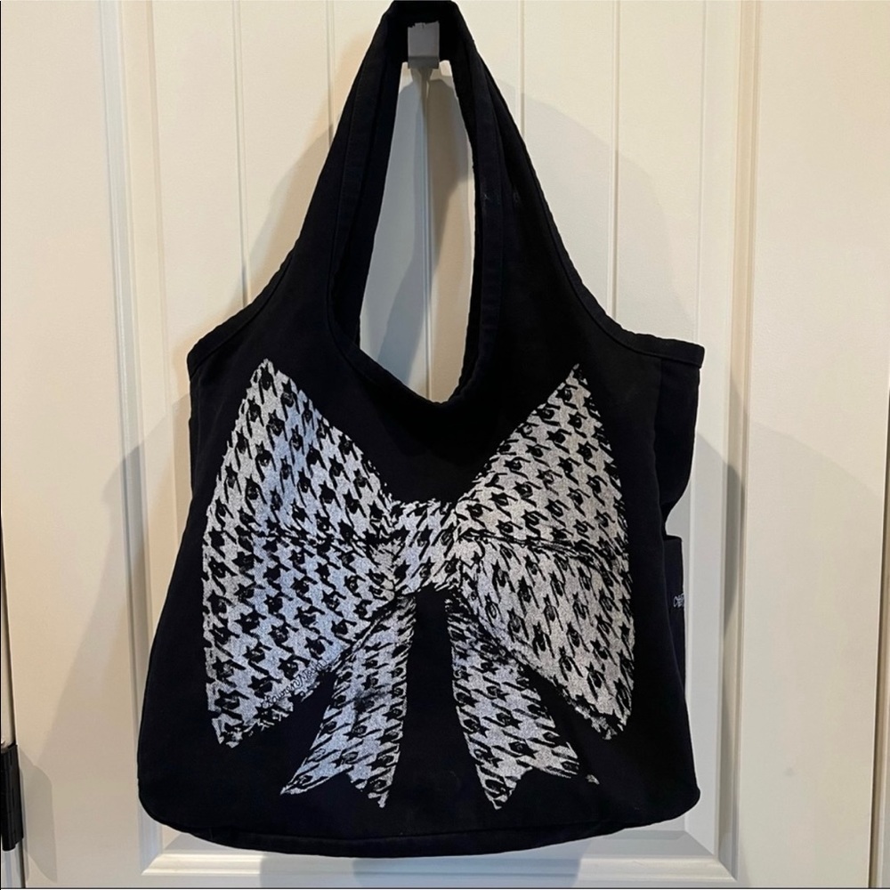 Lauren Moshi Taylor Herringbone Bow Canvas Tote